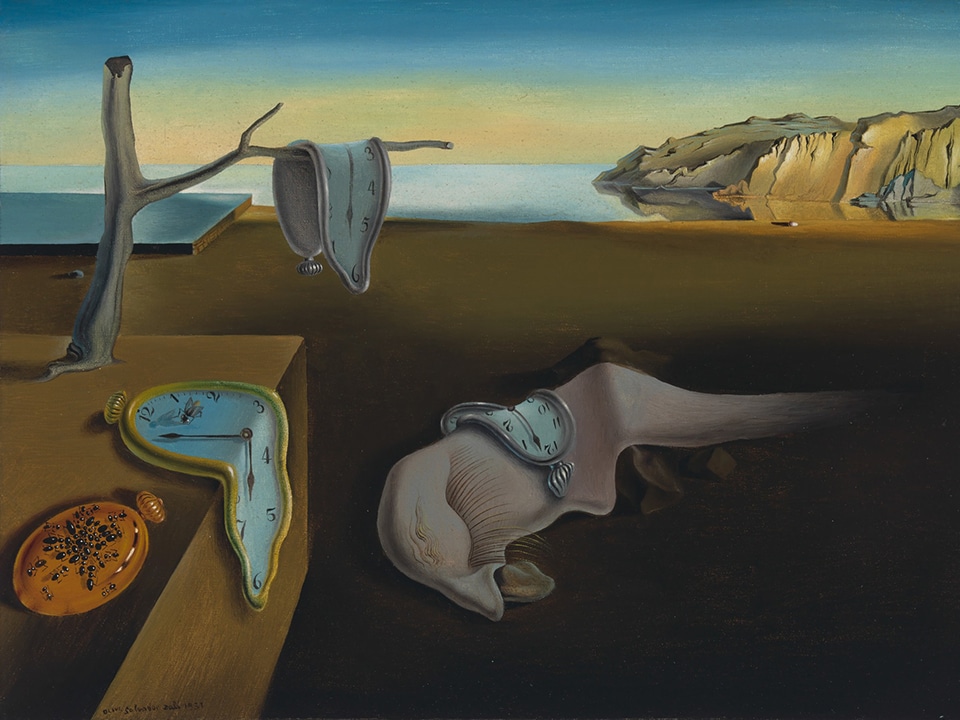 Salvador Dali painting of a melted clock